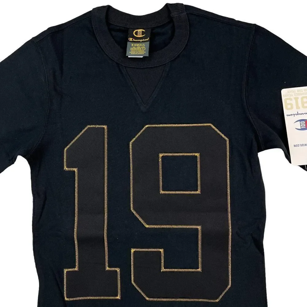 New Champion Men US XS Black T-Shirt Century Collection Short Sleeve Decoration - Picture 6 of 9